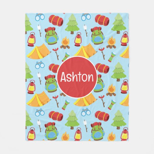 Schattige zomerkamp patroon fleece deken (Voorkant)