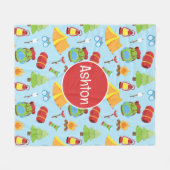 Schattige zomerkamp patroon fleece deken (Voorkant (Horizontaal))