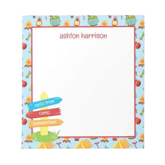 Schattige zomerkamp patroon notitieblok (Voorkant)