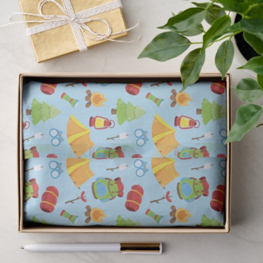 Schattige zomerkamp patroon tissuepapier (Geschenk)