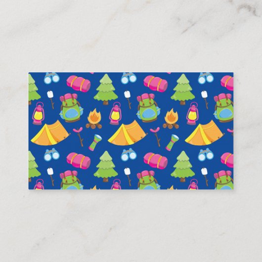 Schattige zomerkamp Pattern Contact Kaart Visitekaartje (Achterkant)