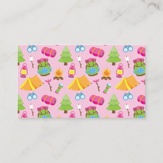 Schattige zomerkamp Pattern Contact Kaart Visitekaartje (Achterkant)