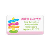 Schattige zomerkamp teken groot retouradres etiket (Voorkant)
