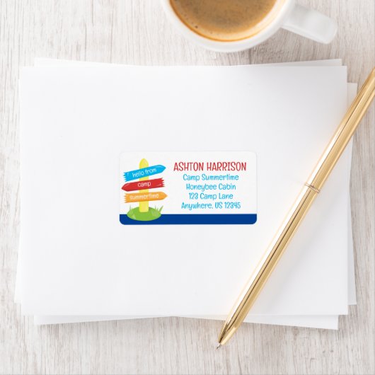 Schattige zomerkamp teken groot retouradres etiket (Insitu)