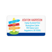 Schattige zomerkamp teken groot retouradres etiket (Voorkant)