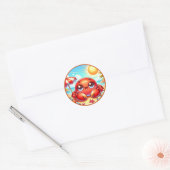 Schattige Zomerkrab liefhebbers strand Ronde Sticker (Envelop)
