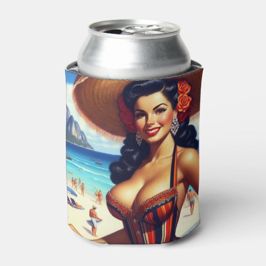 Schattige  Zomermeisje Blikjeskoeler (Blikje Voorkant)
