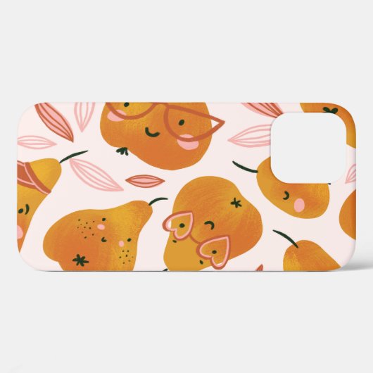 Schattige zomerpatroon met oranje peren. Case-Mate iPhone case (Achterkant (horizontaal))