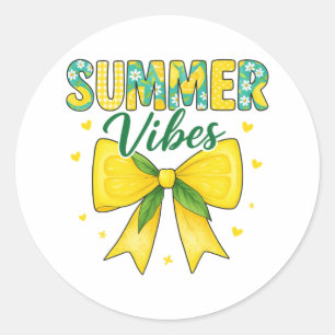 Schattige zomerse stemming citroen en madeliefjes ronde sticker