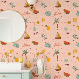Schattige zomerse strandstijl behang