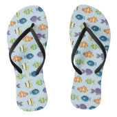 Schattige zomerstrand tropisch vispatroon teenslippers (Voetbed)