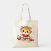 Schattige Zomerstrandkat Tote Bag (Achterkant)