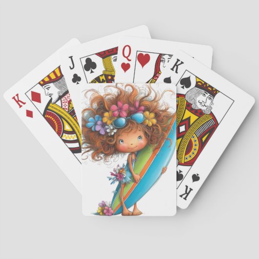 SCHATTIGE ZOMERTHEMA MEISJE POKERKAARTEN (Achterkant)