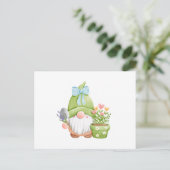 Schattige zomertuin kabouter met bloemen  briefkaart (Staand voorkant)