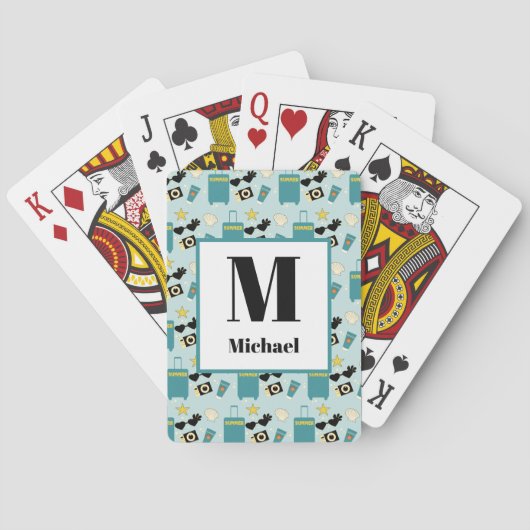 Schattige zomervakantie-elementen pokerkaarten (Achterkant)