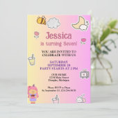 Schattige zomerverjaardagsfeestje kaart (Staand voorkant)