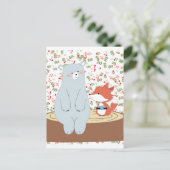  schattige zomervogel en teddybeer briefkaart (Staand voorkant)