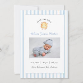 Schattige zon blauwe baby foto Geboorte Aankondiging