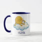 Schattige zon drinkt warme chocolademelk kinderen mok (Links)