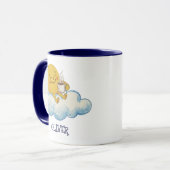 Schattige zon drinkt warme chocolademelk kinderen mok (Voorkant links)