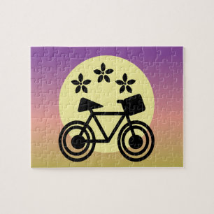 Schattige zon en fiets bloemmotief en regenboog kl legpuzzel