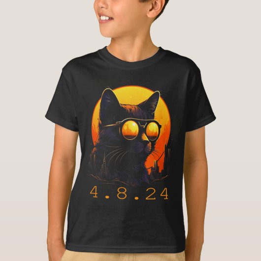 Schattige Zonne-eclips Zwarte Kat Eclips T-shirt (Voorkant)