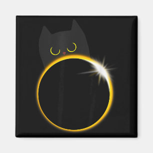 Schattige Zonne-eclips Zwarte Kat Liefhebber Magneet