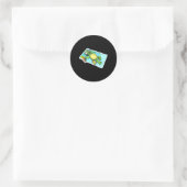 schattige zonnebadende schildpad ronde sticker (Tas)