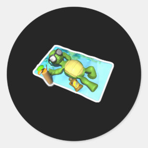 schattige zonnebadende schildpad ronde sticker