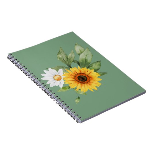 Schattige Zonnebloem & Daisy Notitieboek (Rechterzijde)