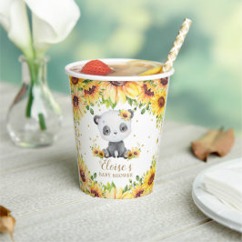 Schattige Zonnebloem Panda Beer Baby shower Verjaa Papieren Bekers