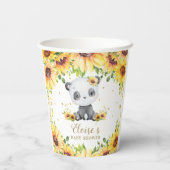Schattige Zonnebloem Panda Beer Baby shower Verjaa Papieren Bekers (Achterkant)