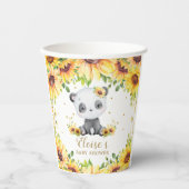 Schattige Zonnebloem Panda Beer Baby shower Verjaa Papieren Bekers (Voorkant)