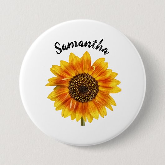 Schattige Zonnebloem Persoonlijk Ronde Button 7,6 Cm (Voorkant)