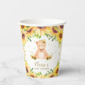Schattige Zonnebloem Teddy Bear Baby shower Verjaa Papieren Bekers (Voorkant)