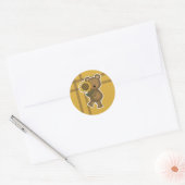 Schattige Zonnebloem Teddybeer Ronde Sticker (Envelop)