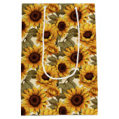 Schattige zonnebloem tegelpatroon medium cadeauzakje (Achterkant)