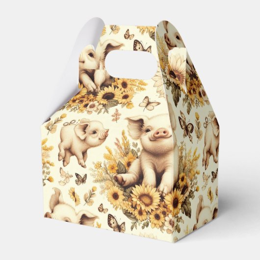 Schattige  Zonnebloem Varkenspatroon Bedankdoosjes (Achterkant)
