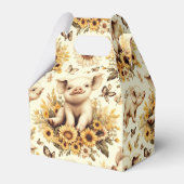 Schattige  Zonnebloem Varkenspatroon Bedankdoosjes (Voorkant Zijde)