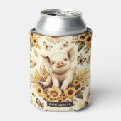 Schattige Zonnebloem Varkenspatroon Blikjeskoeler (Blikje Voorkant)