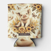 Schattige Zonnebloem Varkenspatroon Blikjeskoeler (Voorkant)