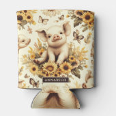 Schattige Zonnebloem Varkenspatroon Blikjeskoeler (Achterkant)