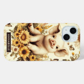 Schattige Zonnebloem Varkenspatroon Case-Mate iPhone Case (Achterkant (horizontaal))