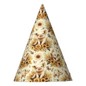 Schattige  Zonnebloem Varkenspatroon Feesthoedjes (Voorkant)