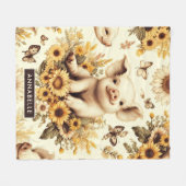 Schattige  Zonnebloem Varkenspatroon Fleece Deken (Voorkant (Horizontaal))