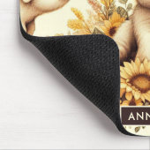 Schattige  Zonnebloem Varkenspatroon Muismat (Hoek)