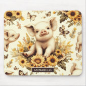 Schattige  Zonnebloem Varkenspatroon Muismat (Voorkant)