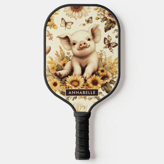 Schattige  Zonnebloem Varkenspatroon Pickleball Paddle (Voorkant)