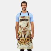 Schattige Zonnebloem Varkenspatroon Schort (Gedragen)