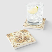 Schattige  Zonnebloem Varkenspatroon Stenen Onderzetter (Zijkant)